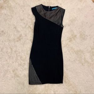 Alice + Olivia Black Dress with Leather Panels